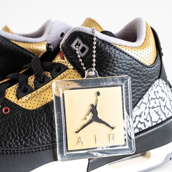 [CK9246-067] Air Jordan 3 Retro Mid Black Gold Cement Women's Size 9 W / 7.5 M - Picture 11 of 16